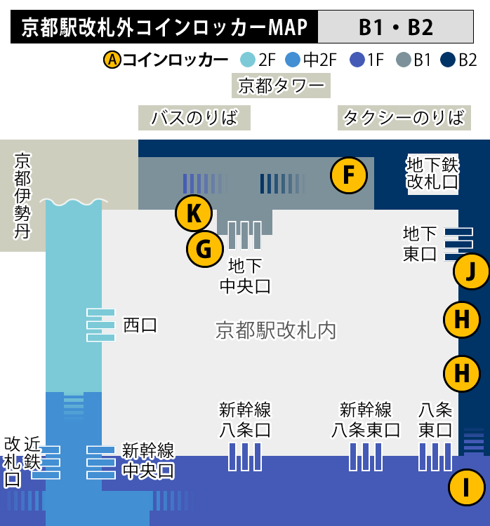 JR京都駅コインロッカーmap　B1・B2